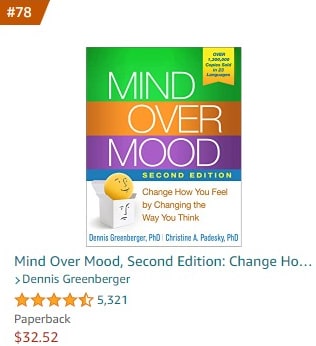 screenshot from amazon canada on may 12 2023 showing mind over mood second edition ranked number 78 in the top 100 books